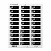 .75"x2.25" Rücksendeadresse Schwarz-weiß floral (Vorne)