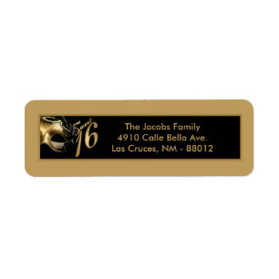 .75"x2.25" Rücksendeetikett Sweet 16 Gold