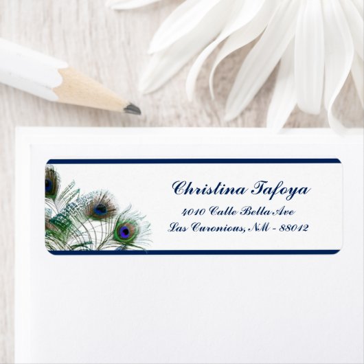 .75" x 2,25" Rücksendeadresse Peacock Feathers Blu (Insitu)