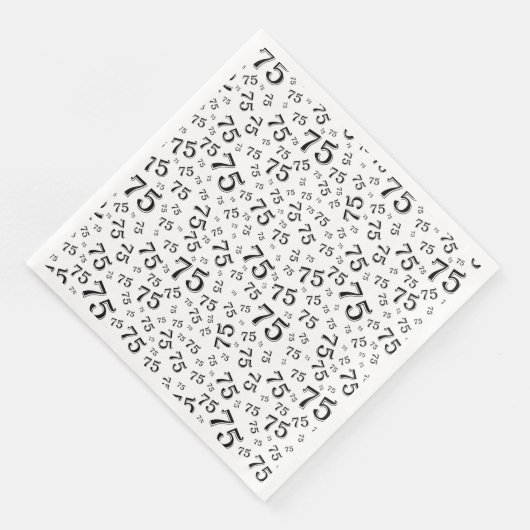 75th Age Random Number Pattern Black/White Serviette (Ecke)