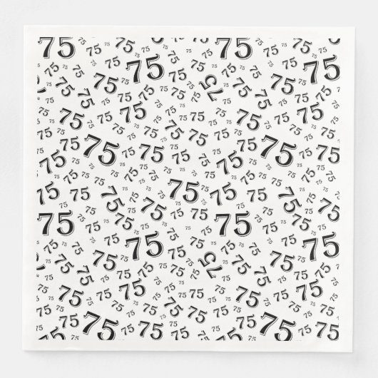 75th Age Random Number Pattern Black/White Serviette (Vorderseite)