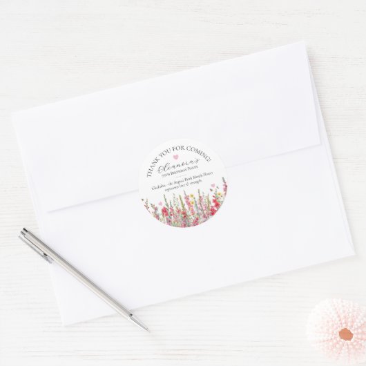 75th Birthday August Birth Flower Custom Favor Runder Aufkleber (Umschlag)