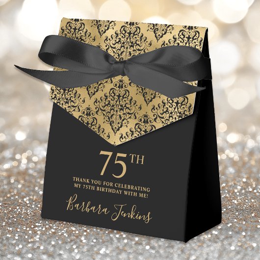 75th Birthday Gold Damask Thank You Geschenkschachtel