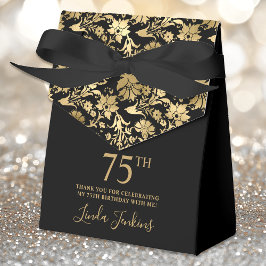 75th Birthday Gold Floral Thank You  Geschenkschachtel