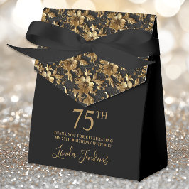 75th Birthday Gold Floral Thank You  Geschenkschachtel