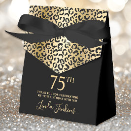 75th Birthday Gold Leopard Print Thank You  Geschenkschachtel