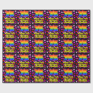 75th Birthday: Loving Hearts Pattern, Rainbow # 75 Geschenkpapier