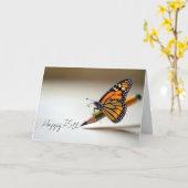 75th Birthday Monarch Butterfly On a Pencil Karte (Gelbe Blume)