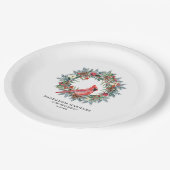 75th Birthday Party Red Cardinal Wreath Custom Pappteller (Schrägansicht)