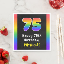 75th Birthday: Rainbow Spectrum # 75, Custom Name Serviette