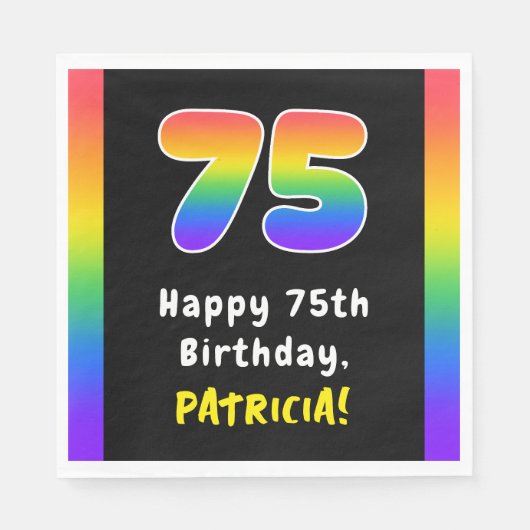 75th Birthday: Rainbow Spectrum # 75, Custom Name Serviette (Vorderseite)