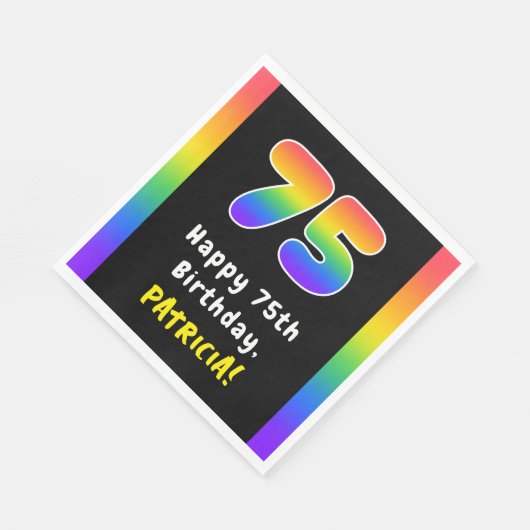 75th Birthday: Rainbow Spectrum # 75, Custom Name Serviette (Ecke)