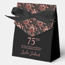75th Birthday Rose Gold Floral Thank You 
