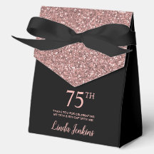 75th Birthday Rose Gold Glitter Thank You