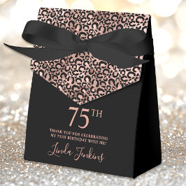 75th Birthday Rose Gold Leopard Print Thank You  Geschenkschachtel