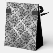 75th Birthday Silver Damask Thank You Geschenkschachtel (Rückseite)