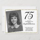75th Custom Photo White and Gold  Einladung (Vorderseite)