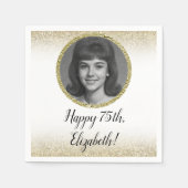 75th Custom Photo White and Gold Serviette (Vorderseite)