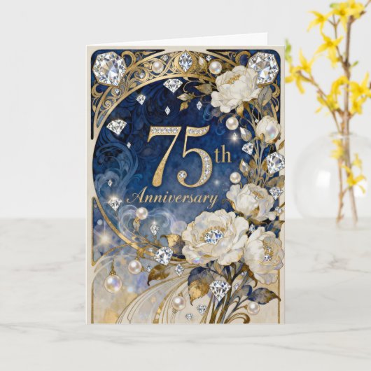 75th Diamond Fantasy Wedding Anniversary Karte (Gelbe Blume)