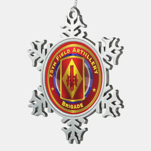75th Field Artillery Brigade Schneeflocken Zinn-Ornament (Rechts)