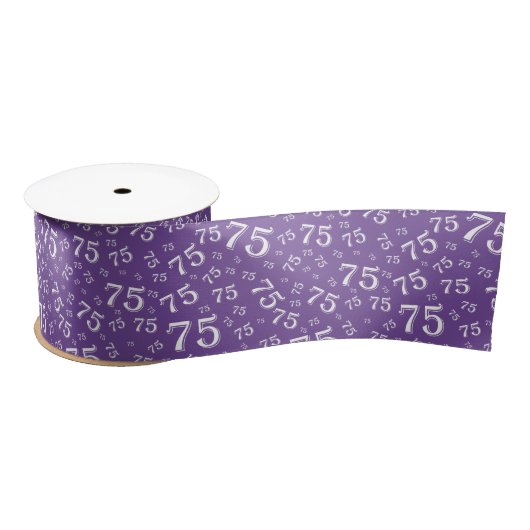 75th Modern Random Number Pattern Purple/White Satinband (Spule)