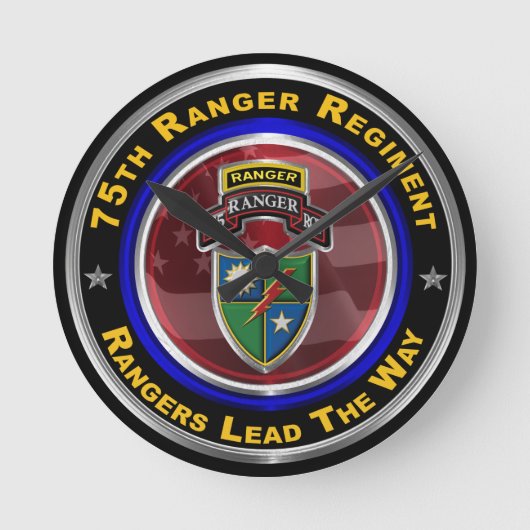 75th Ranger Regiment “Rangers Lead The Way” Runde Wanduhr (Vorderseite)