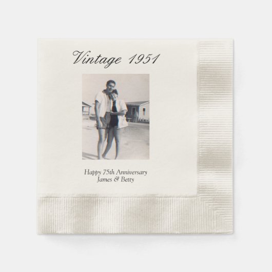 75th Wedding Anniversary Party Personalized Photo Serviette (Vorderseite)