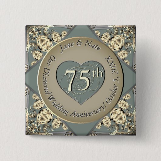 75th Wedding Diamond Anniversary Button (Vorderseite)