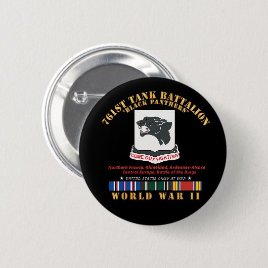 761. Tank-Bataillon - Black Panthers - EU des Zwei Button (Vorne & Hinten)