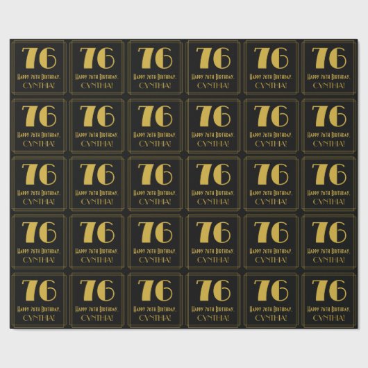 76. Geburtstag ~ Art Deco Inspiriert Look "76", Na Geschenkpapier (Saum)