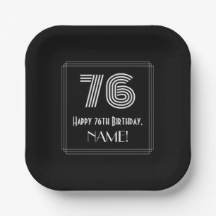 76. Geburtstag — Art Deco Inspiriert Look "76" + Pappteller