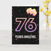 76. Geburtstag Ballons und Confetti Karte (Gelbe Blume)