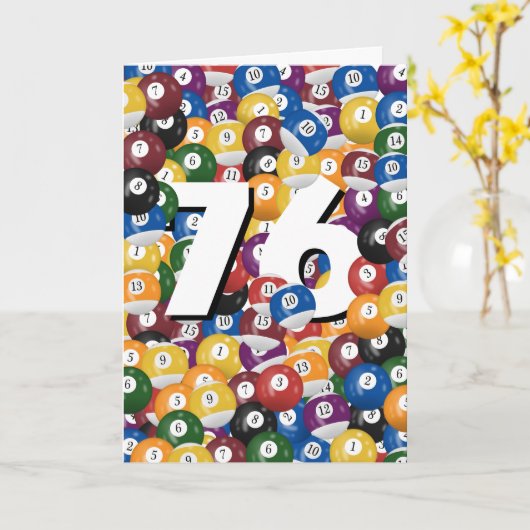 76. Geburtstag Billiard Balls Karte (Gelbe Blume)