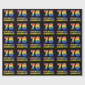 76. Geburtstag: Bold, Fun, Simple, Rainbow 76 Geschenkpapier (Flach)