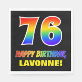 76. Geburtstag: Bold, Fun, Simple, Rainbow 76 Serviette (Vorderseite)
