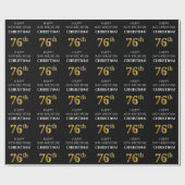 76. Geburtstag: Elegant, schwarz, Imitate Gold Loo Geschenkpapier (Flach)