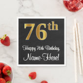 76. Geburtstag ~ Elegante Luxuriöse Imitate Gold L Serviette (Beispiel)