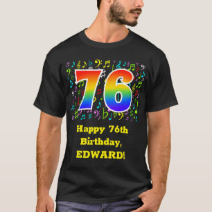 76. Geburtstag: Farbige Musiksymbole, Regenbogen 7 T-Shirt