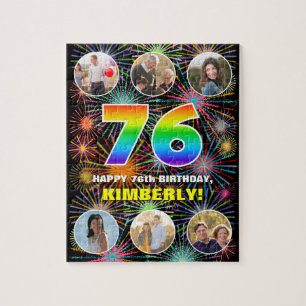 76. Geburtstag: Fun Rainbow #, Individuelle Name + Puzzle