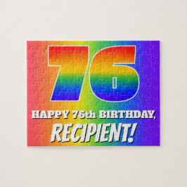 76. Geburtstag — mehrfarbiges Regenbogenmuster "76 Puzzle