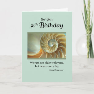 76. Geburtstag mit Spiral Seashell auf Green Card Karte