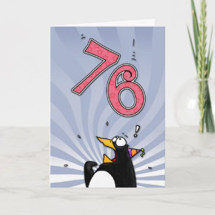 76. Geburtstag - Pinguin-Überraschungs-Karte Karte