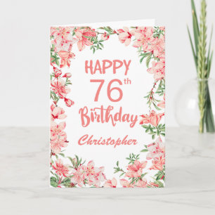 76. Geburtstag Pink Peach Peonies Aquarell Floral Karte