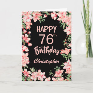 76. Geburtstag Pink Peach Wasserfarbe Schwarz Karte