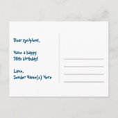 76. Geburtstag: Rosa Streifen & Herz, Regenbogen 7 Postkarte (Rückseite)