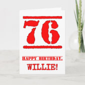 76. Geburtstag: Spaß, Red Rubber Briefmarke Inspir Karte (Vorderseite)