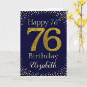 76. Geburtstags-Golden Glitzer Card Karte (Gelbe Blume)