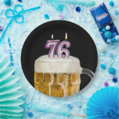 76. Geburtstagsbier auf schwarzem Papierplatten Pappteller (Party)