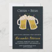 76. Geburtstagseinladungen Cheers Beers Rustic Men Einladung (Vorderseite)