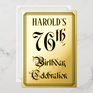 76. Geburtstagsfeier — Elegante Schrift + Benutzer Folieneinladung